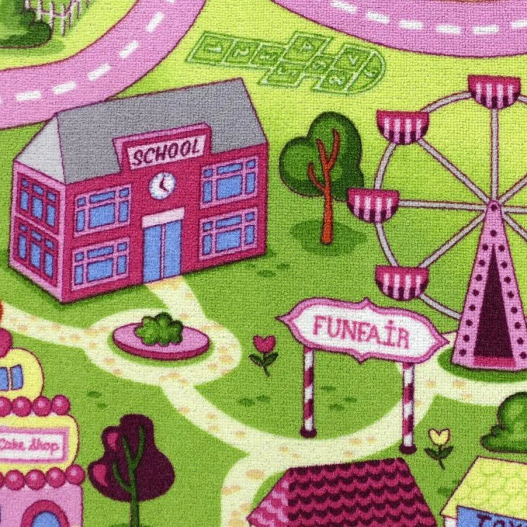 Children Kids Play City Town Village Toy Car Road Rug Free Customized 100% Polyester Chromojet Printing 100% Nylon or Polyester