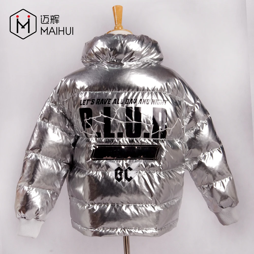 Women Winter Jacket Shiny Silver Color Clothes Women Down Jacket