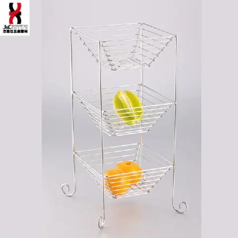 Wholesale Kitchen Accessory 3 Tiers Wire Fruit Basket With Chrome Plated