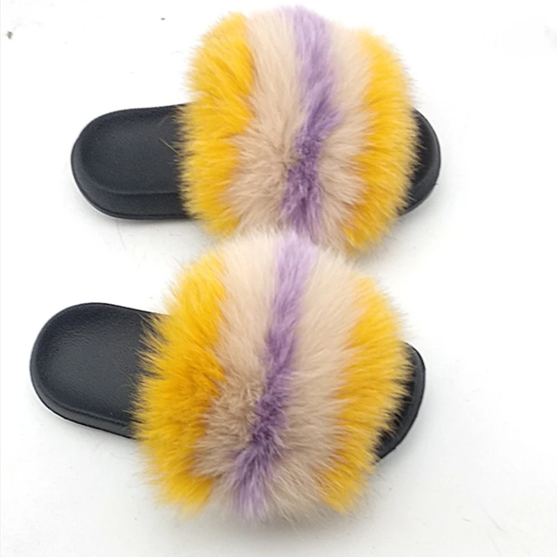 
New arrival pink fur slipper Mink Fur Slides wholesale fur slippers 