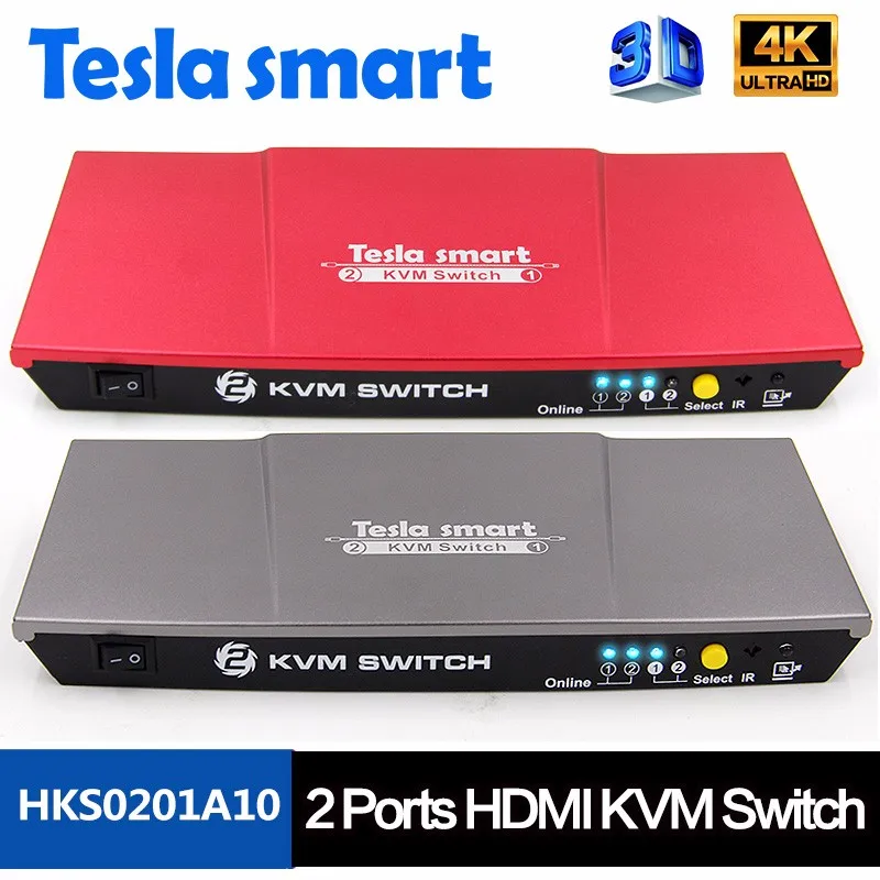 Tesla Smart 2-Port USB HDMI KVM Switch and Cable Kit with Audio