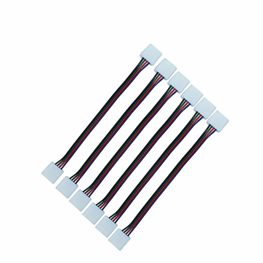 10mm 4 Pin LED RGB Strip Connector for SMD 5050 Strips Lights Solderless PCB Board with Female Connect Cable