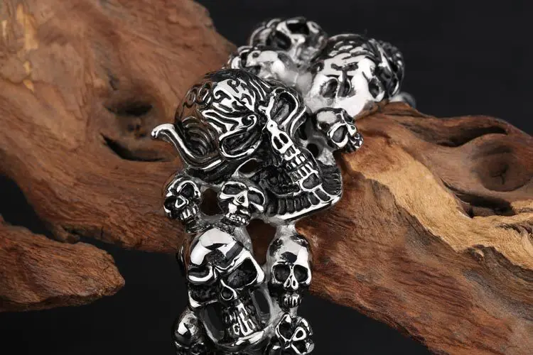 Azone statement jewelry stainless steel skull  cuff  bangle punk style bangle men