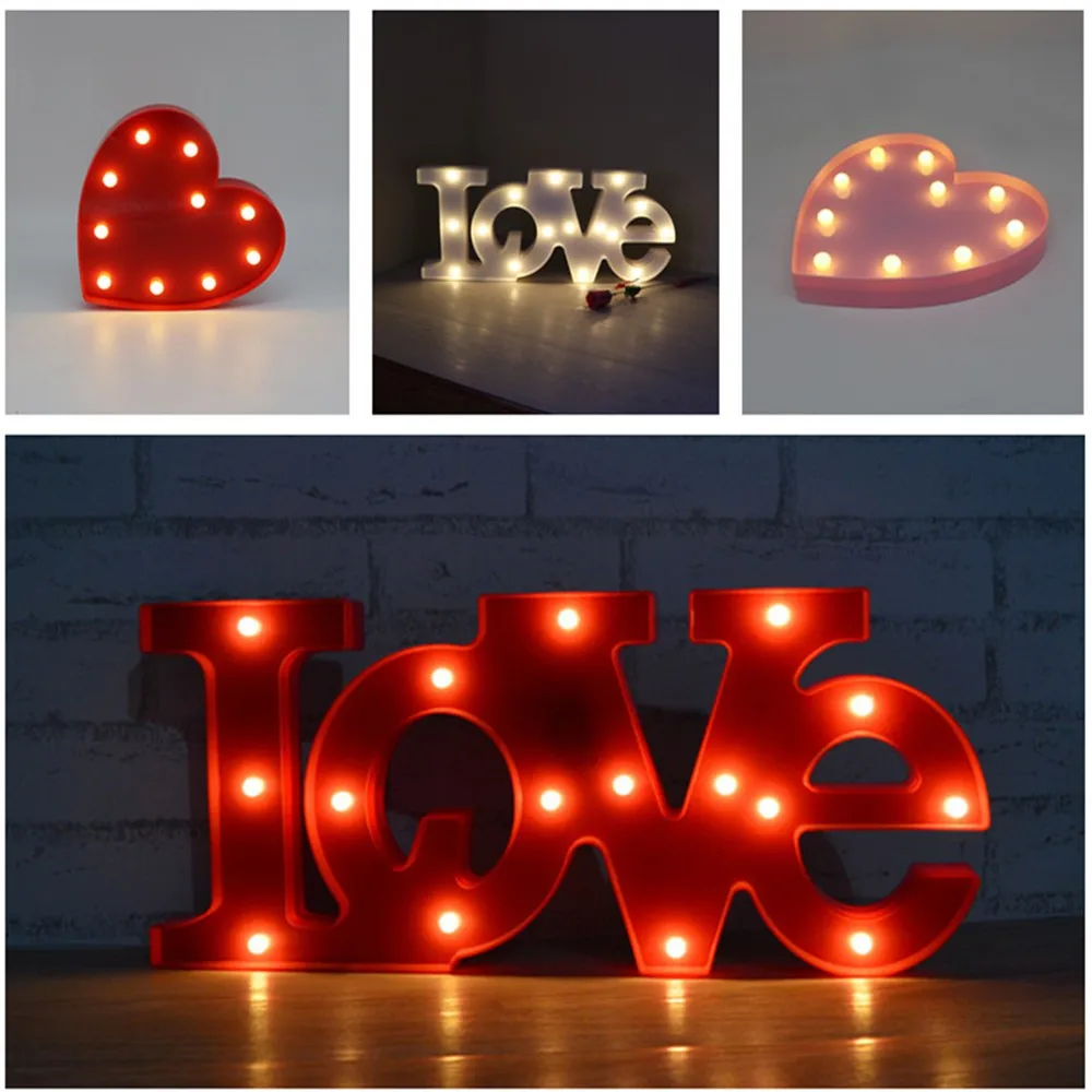 Battery Operated desktop lamp table marquee lamp 3D LOVE letter night lamp electronic led sign for party Christmas