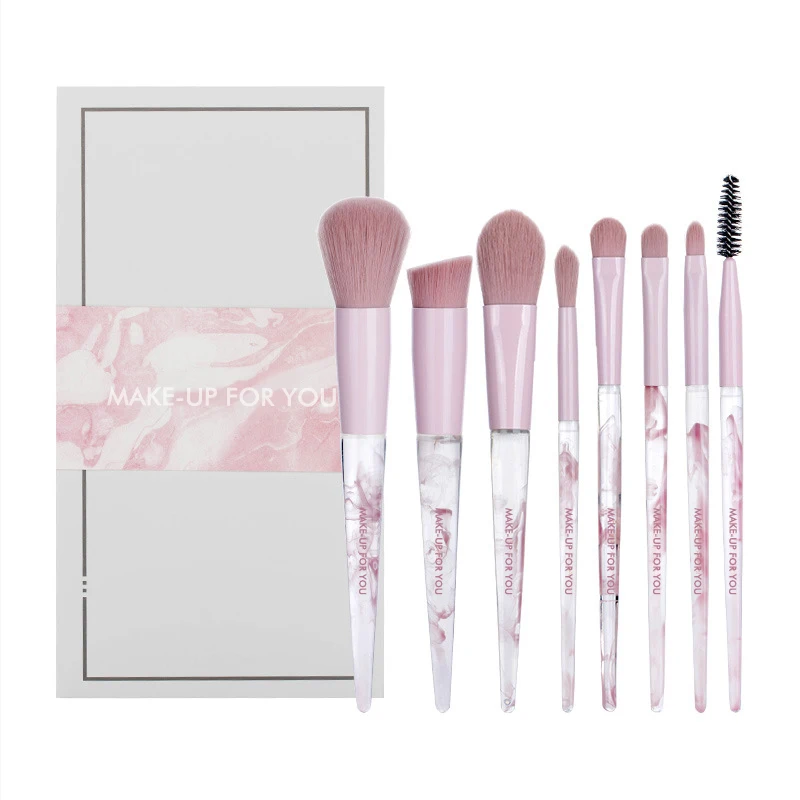 Quality Certification Christmas Suit Series 8pcs Micro Crystal Synthetic Smoky Acrylic Handle Makeup Brush Set