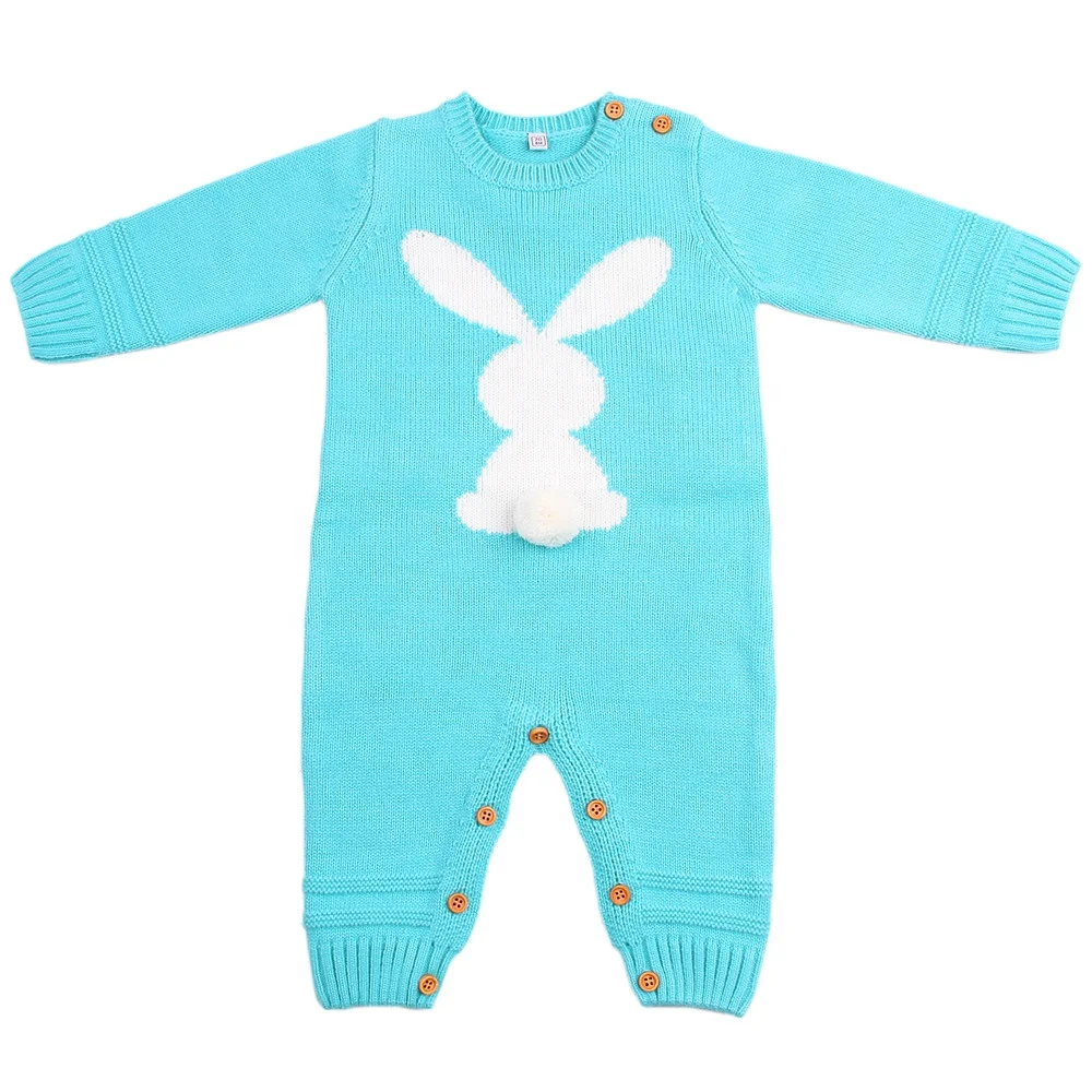 Newborn Christmas Happy Easter gifts Baby Knitting bunny Sweater romper jumpsuit