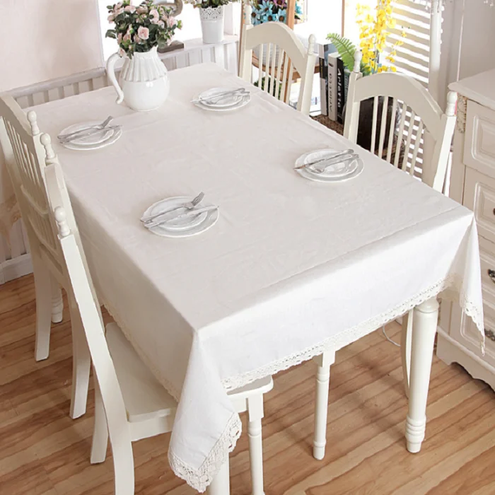
 Скатерть из хлопка и льна, утолщенная Современная Минималистичная кружевная скатерть, естественный белый цвет, для дома, улицы и других мероприятий  