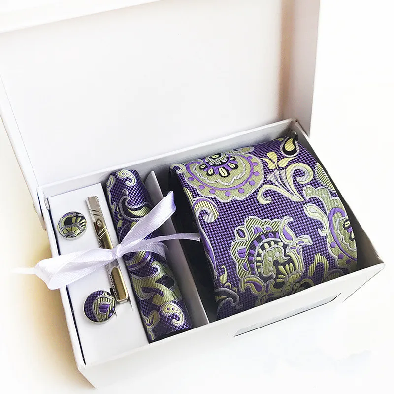 Best selling products dark color microfiber paisley christmas gift set men tie set gift