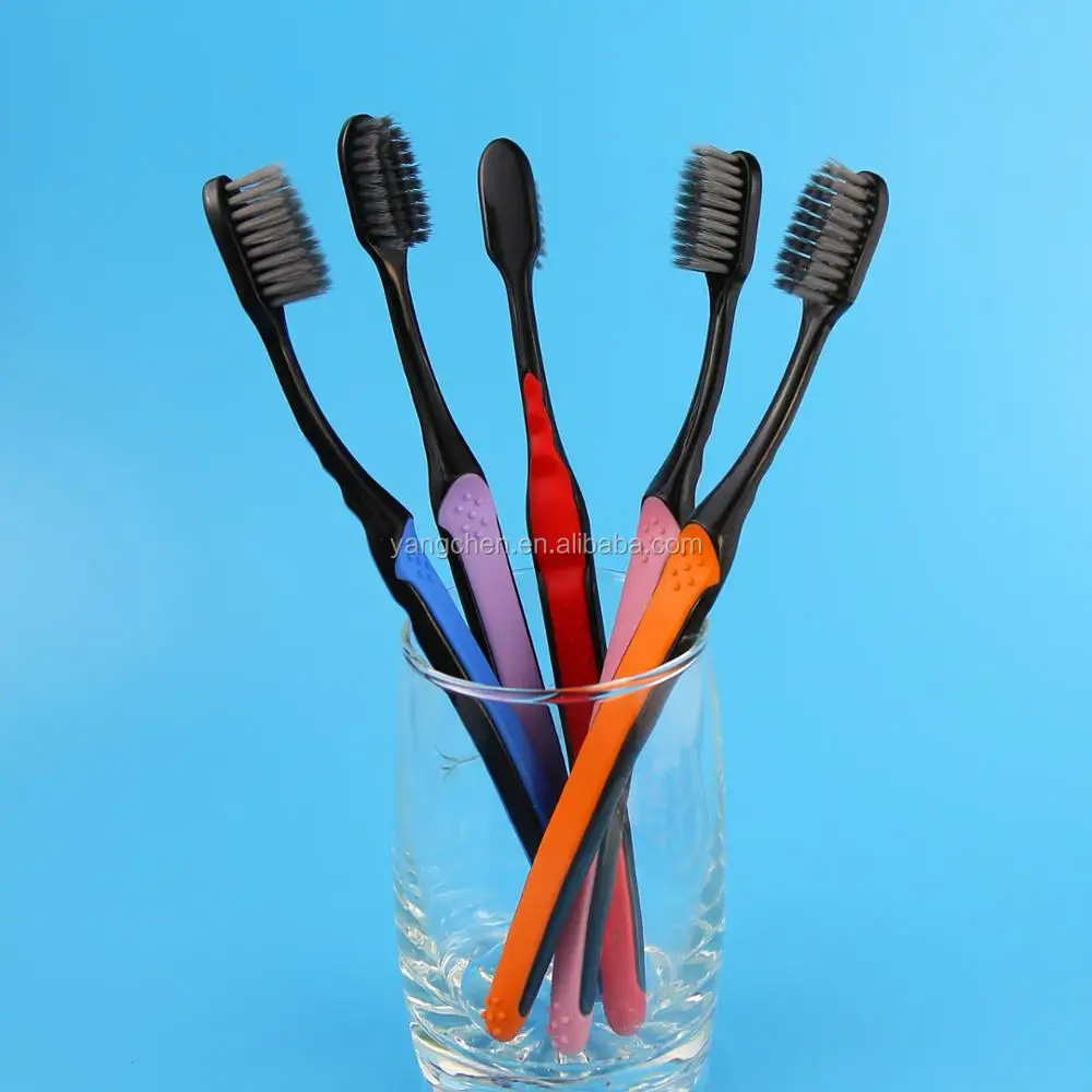 the hot selling 5pk soft charcoal bristle toothbrush set with binchotan charcoal bristle 5 packs