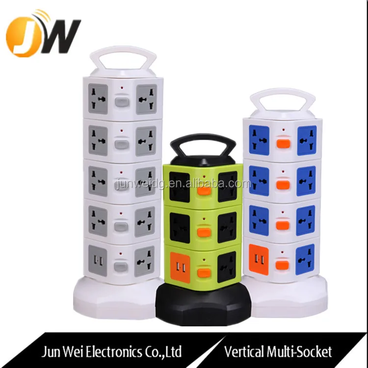 
2 Layer Multi Vertical Extension Sockets with UK/Euro Plug 