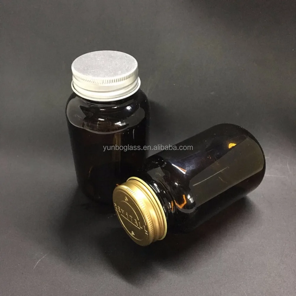 4oz 120cc Amber Glass Wide Mouth Round Packers With 38mm  Metal Screw Lid For Tablet