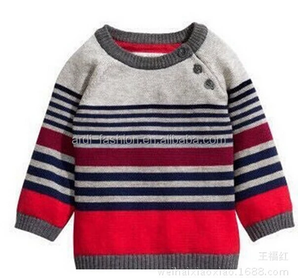 
raglan sleeves colorful striped hand knit baby sweaters 