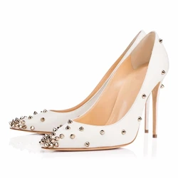 WA167 Point toe fancy new arrivals high spike rivets heels custom shoes for women 2019 dress shoes