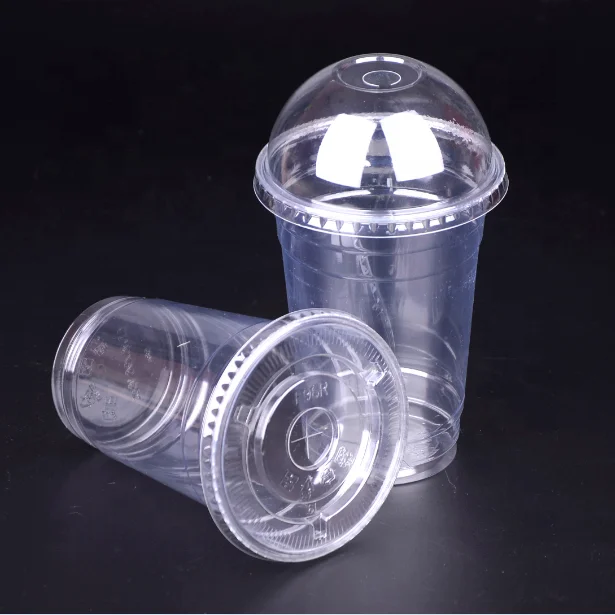 
Ready-to-ship China Factory Whosale plastic cup with flat lid 16oz disposable pet cup 