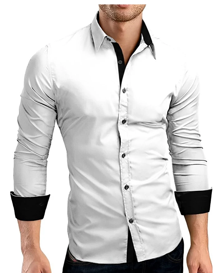 Men Shirt Brand 2018 dress shirts long sleeve Long Sleeve Slim Fit Black dress shirts men