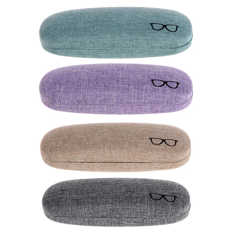 Custom Logo Color Size Metal Spectacle Case Protector Container Fabric Covered Optical Case Hard Eye glasses Case