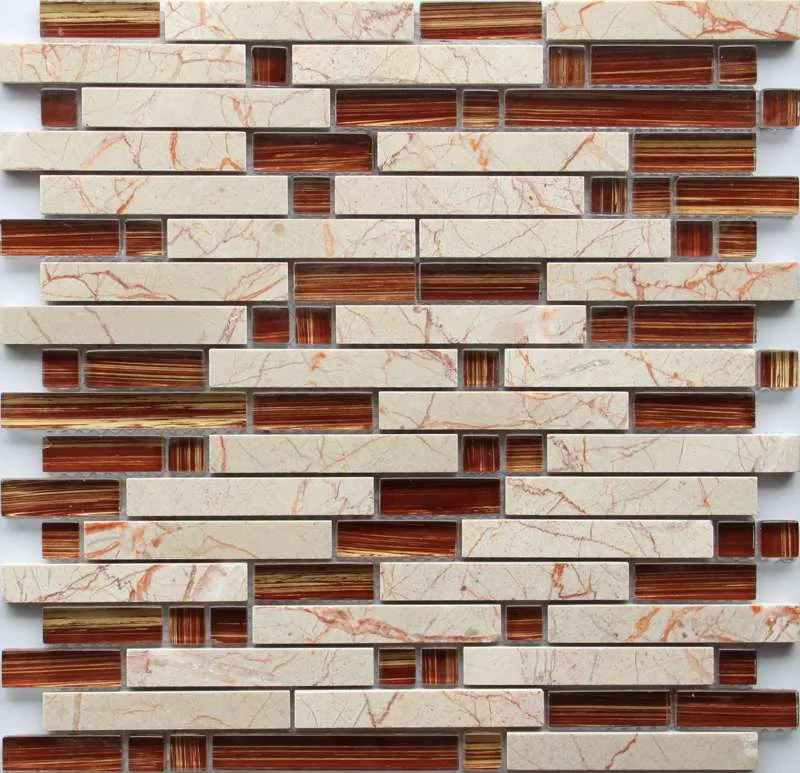 Modern Kitchen Decorative Stone Mix Glass Mosaic Tile