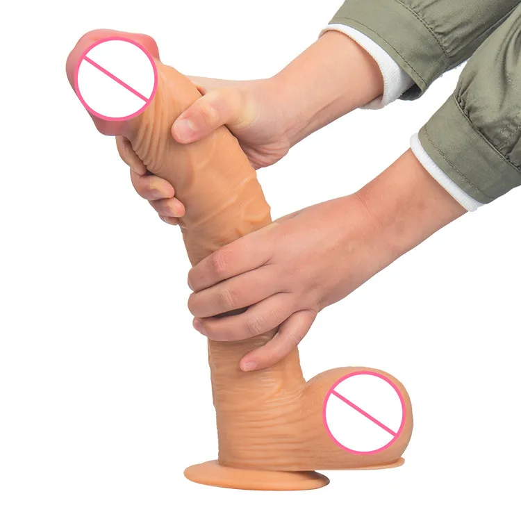 12inch lifelike long flesh brown color huge dildo sex for women