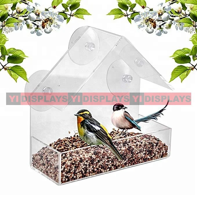 Novelty clear acrylic window bird feeder humming bird feeder bird food feeder