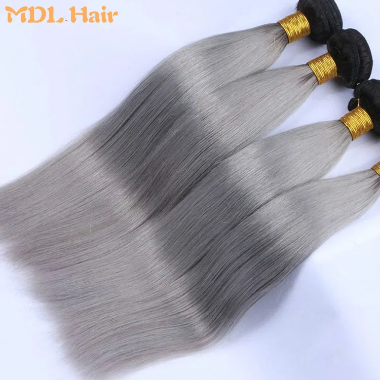 1B/серые прямые волосы из меха норки с эффектом омбре, двойное нанесение, не линяют, без повреждений, бразильские 100% человеческие пучки волос