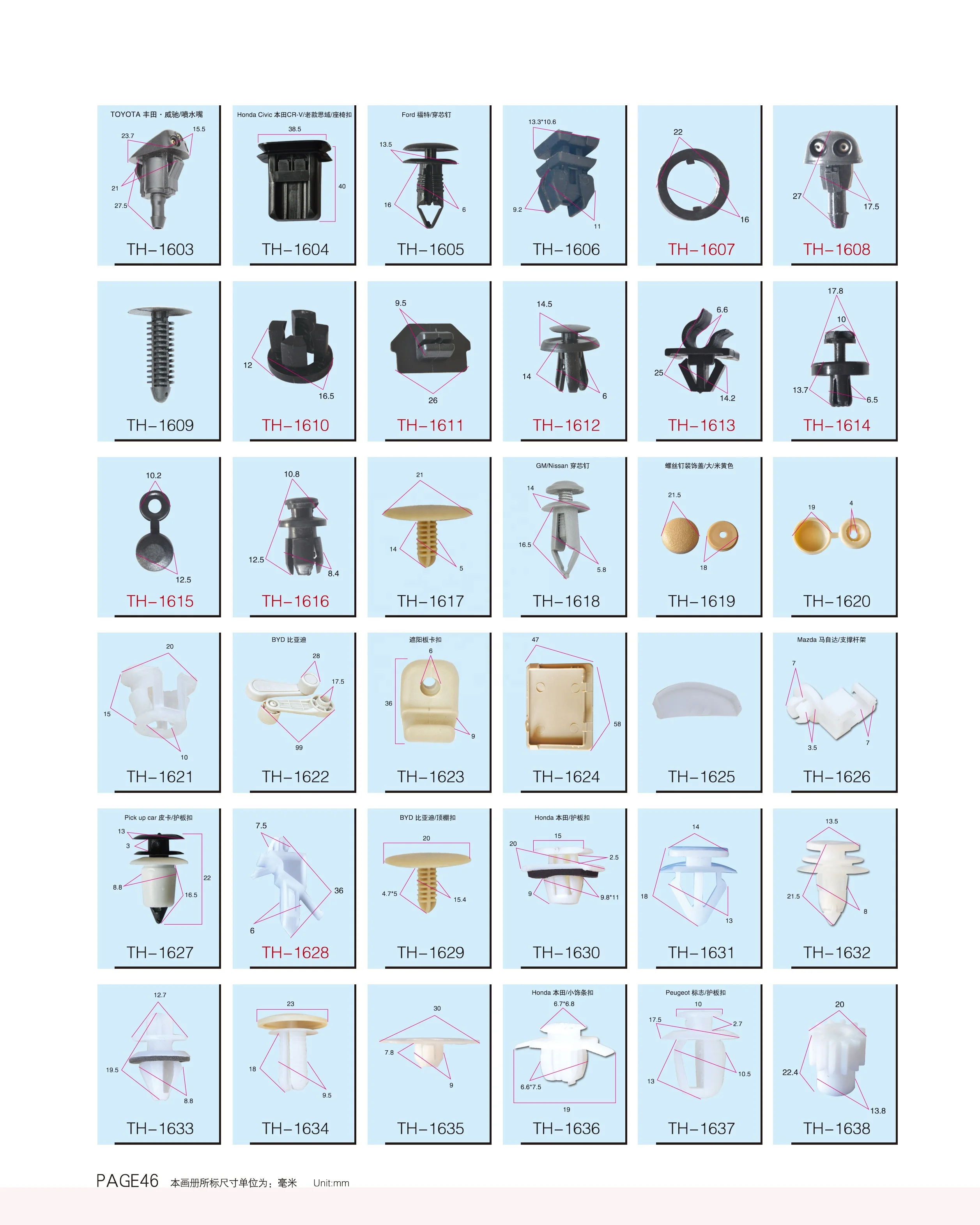 415 шт., 18 видов + 6 шт., автомобильные клипсы с заклепками