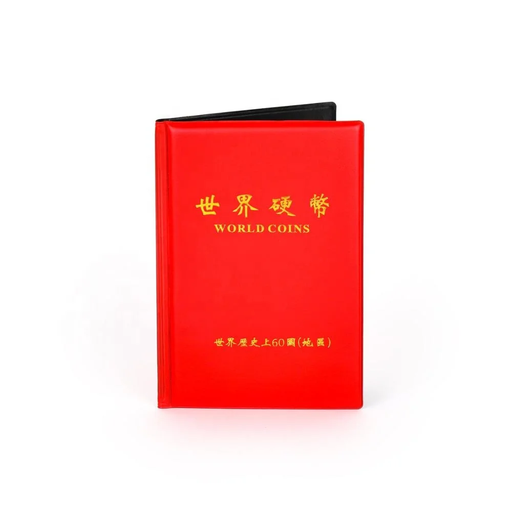 
Custom foil logo coin stamp collection PU leather folder 