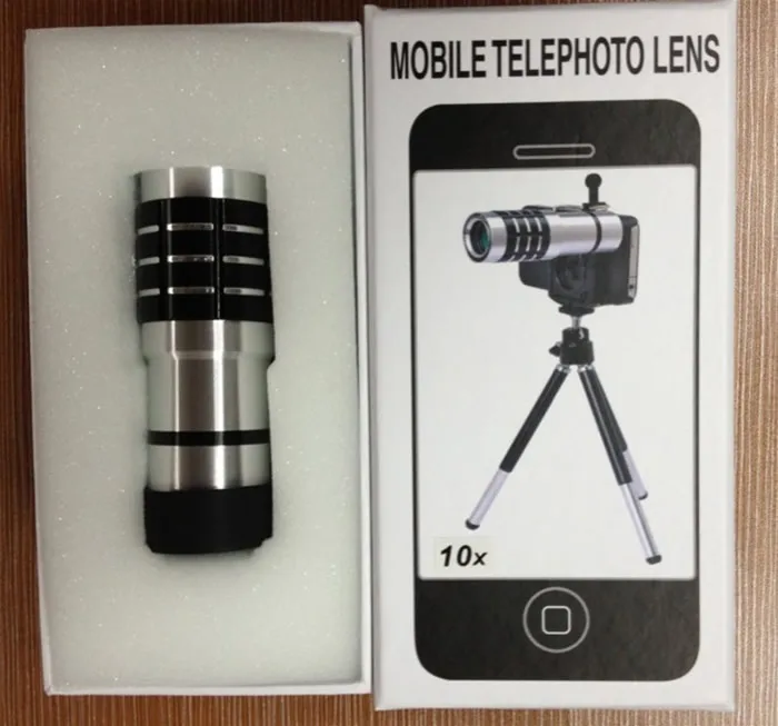 10-кратный зум объектива телескопа алюминиевый с треногой для iPhone 4/4S/5