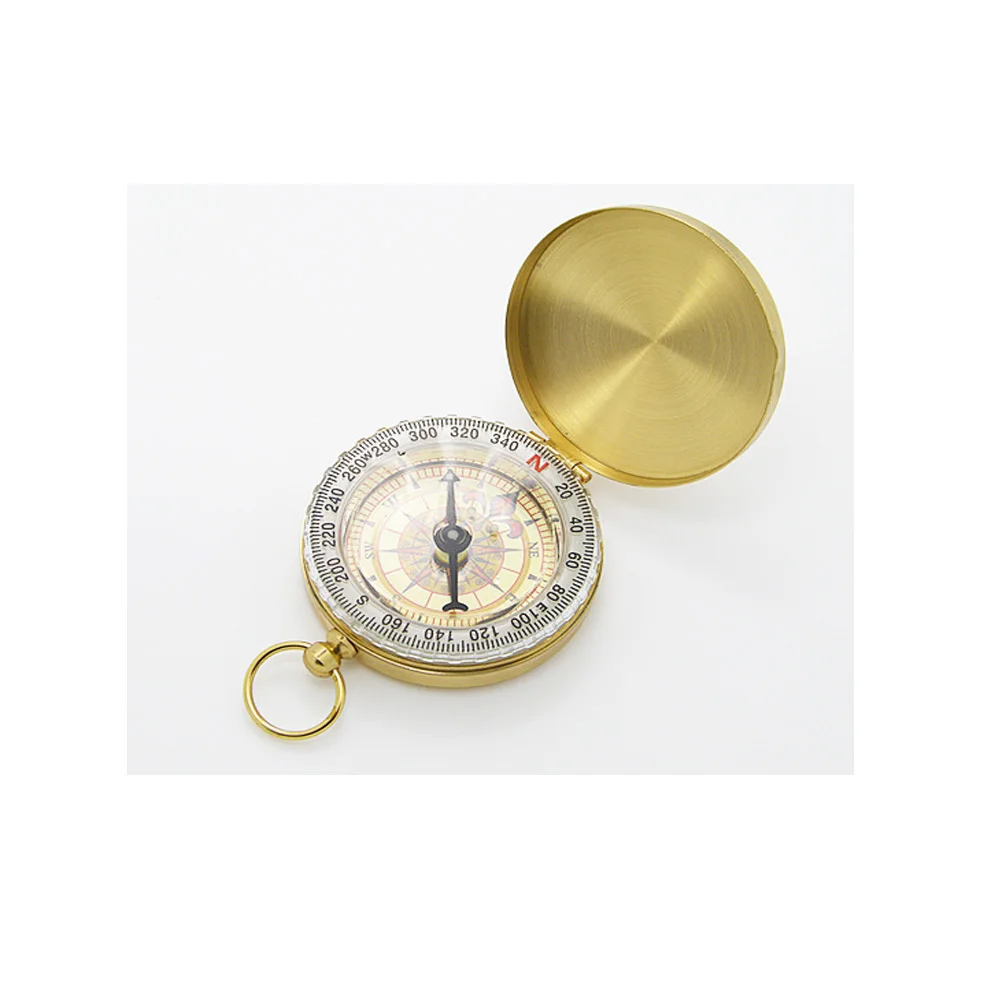Made in China copper material glow custom metal gold camping compass outdoor