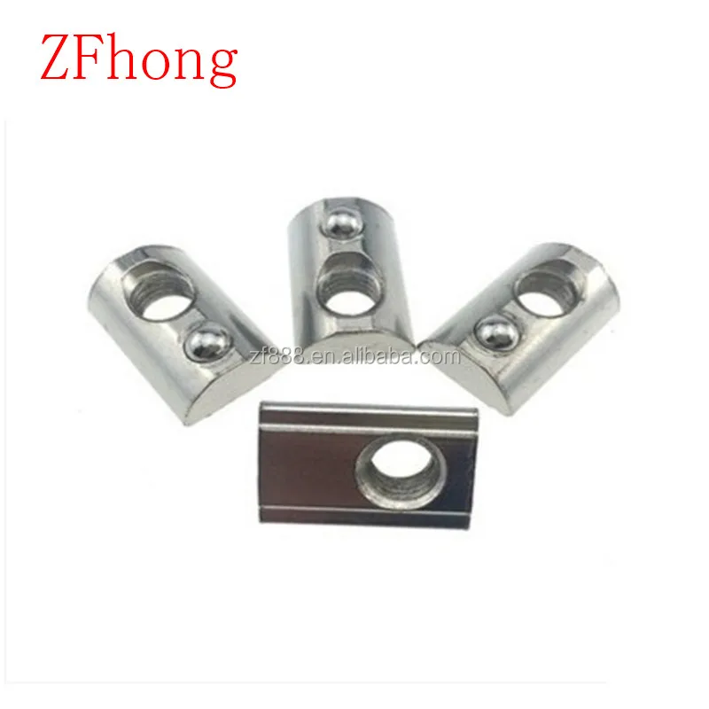 100pcs  M3 M4 M5 M6  Roll in Spring T nut with Ball for Aluminum Extrusion with Profile 20 Series Aluminum Profile