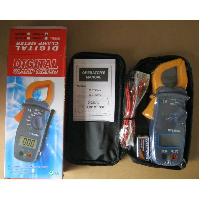 Digital Clamp Meter with Temperature Continuity Buzzer Data Hold DT9300C