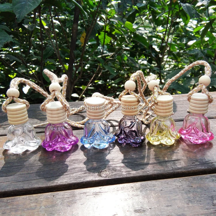 Flower sharp empty hanging car perfume bottle air car freshener