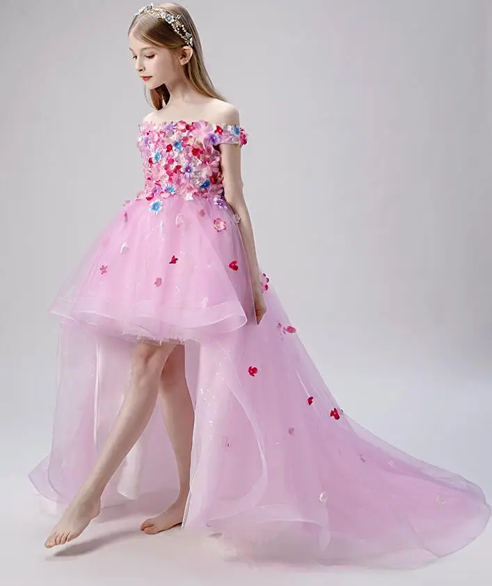 new arrived unique Princess girl flower long party dress fashion USA boutique shop dress baby girls party