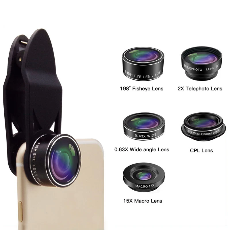 2021 Innovative Cell Phone Gadgets 5 in 1 Mobile Phone Camera Lens for all mobile phone