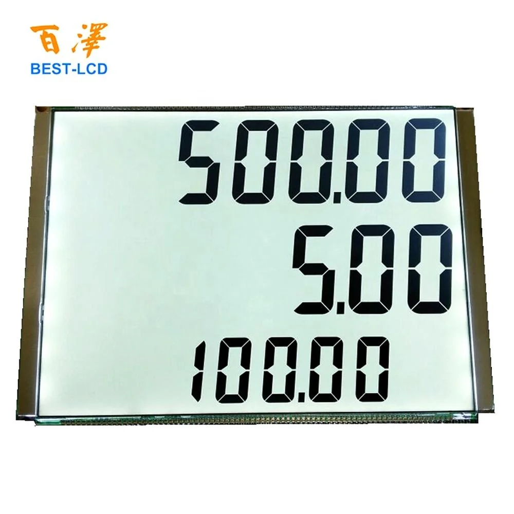 776 LCD Customized Size Monochrome 3 rows of 7 Segments 6 digits LCD Panel Display for Fuel dispenser/ Petrol Pump/Oil machine