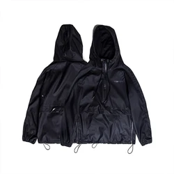 Уличная одежда Killwinner, черная ветровка с капюшоном, уличная водонепроницаемая ветрозащитная модная мужская куртка-бомбер из искусственной кожи