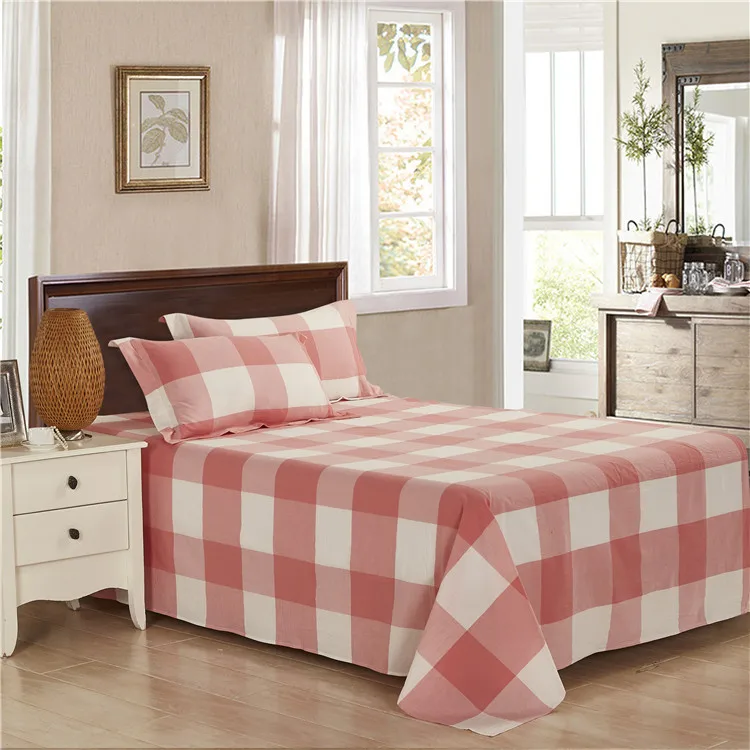 Luxury Check Duvet Cover Pink Plaid Sheet Bedding Set King