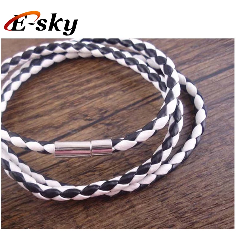 Manufacturer Hot Sale Four Stands Double color 4mm Round Dense Braided Leather Rope