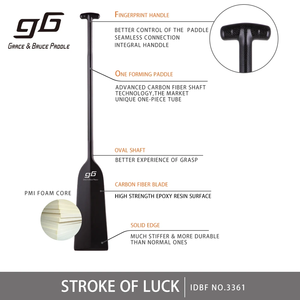 IDBF approved carbon fiber durable dragon boat paddle with deep dihedral