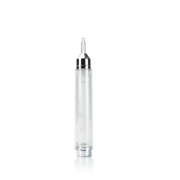 15ml plastic airless Pump Syringe eye cream tube round shape skin care vacuum pump packaging