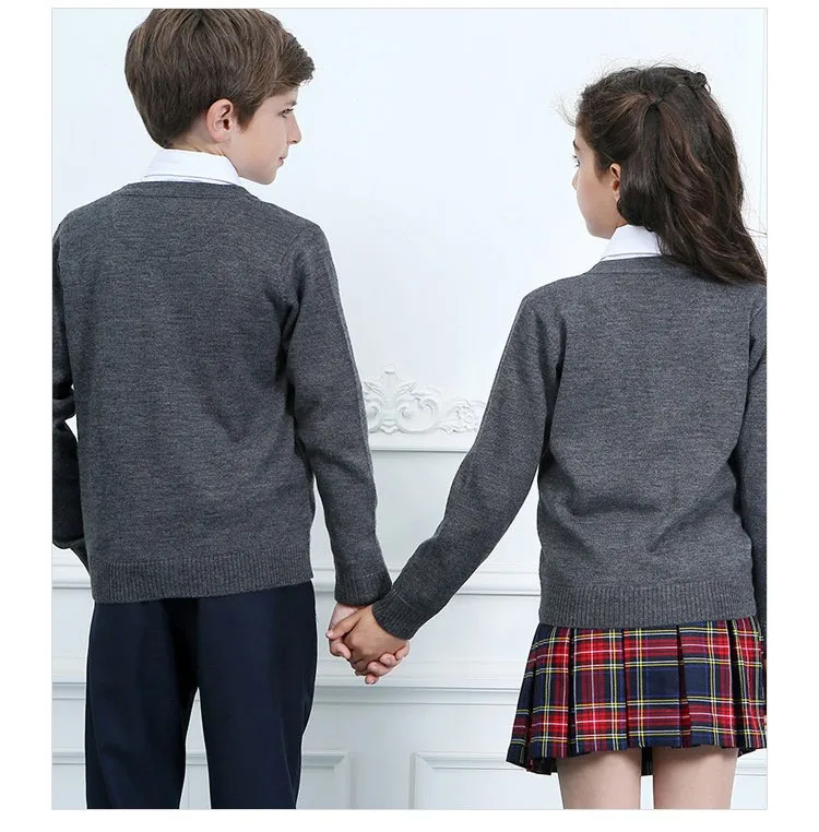 China Uniforms Manufacturer School Uniform Models Sweater Designs for Baby Girls Cardigan Sweater Uniforms