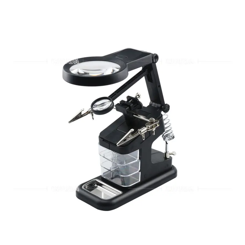 3X 4.5X Desktop Welding LED Third Hand Magnifier With USB