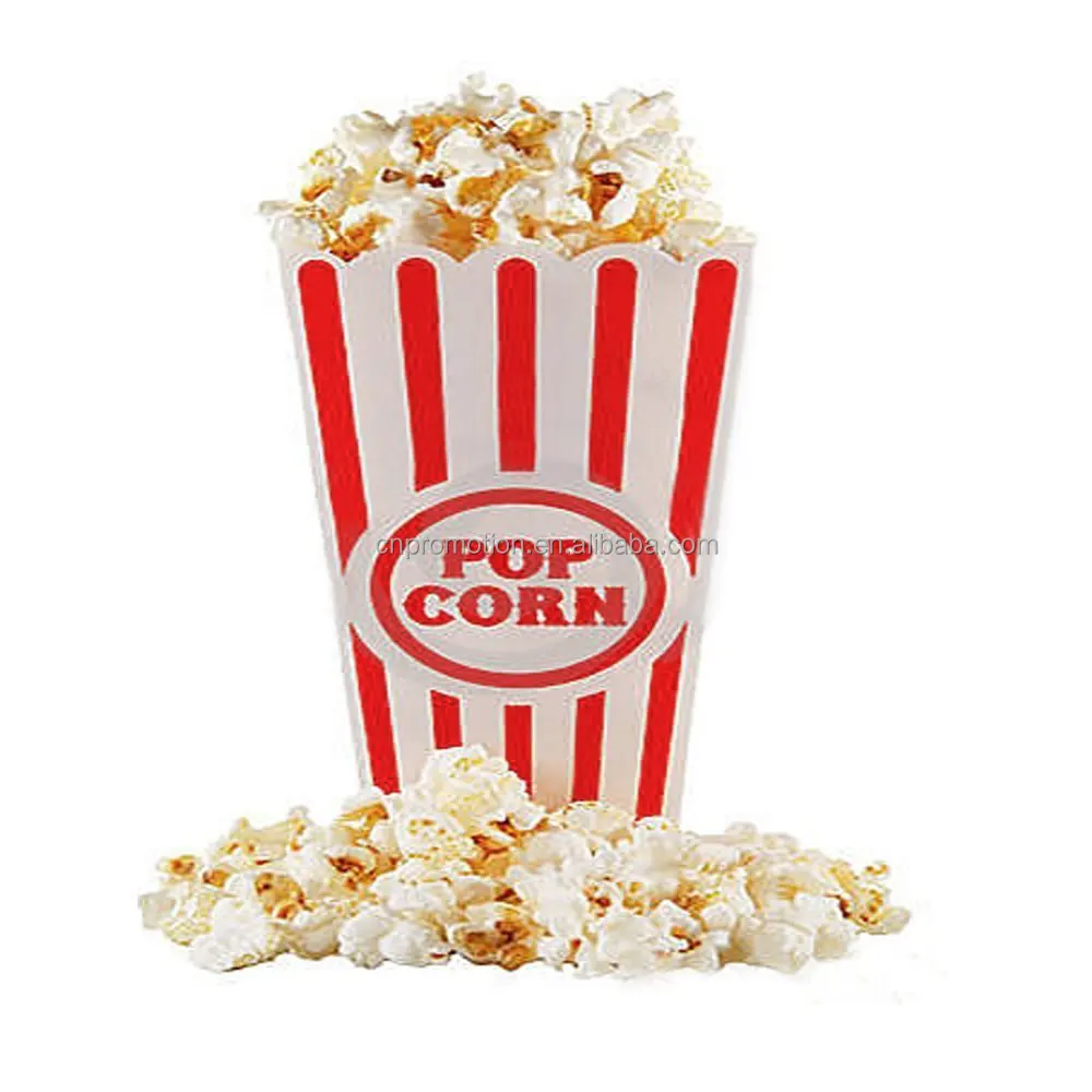 Fashion Red and White Striped Popcorn Tin Bucket Cartoon Pattern Popcorn Bucket