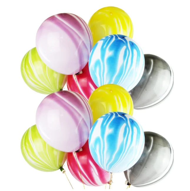 100Pcs 12inch Wedding Decoration Colorful Latex Agate Marble Balloons for Baby Shower Birthday Party Decor Supplies Kids Toys