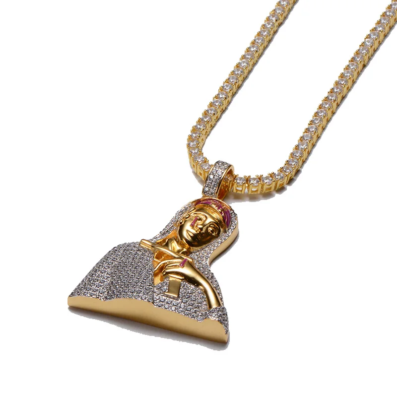 
High Quality Sterling Sliver Diamond Virgin Mary Pendant For Men 