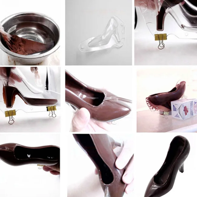 Пользовательская обувь на высоком каблуке 3D поликарбонатная форма для шоколада пластиковая многоразовая из