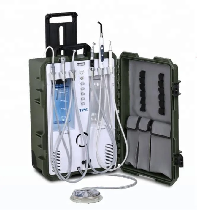 TPC Hot Sale Dental Equipment Portable Dental Unit with Air Compressor Curing Light