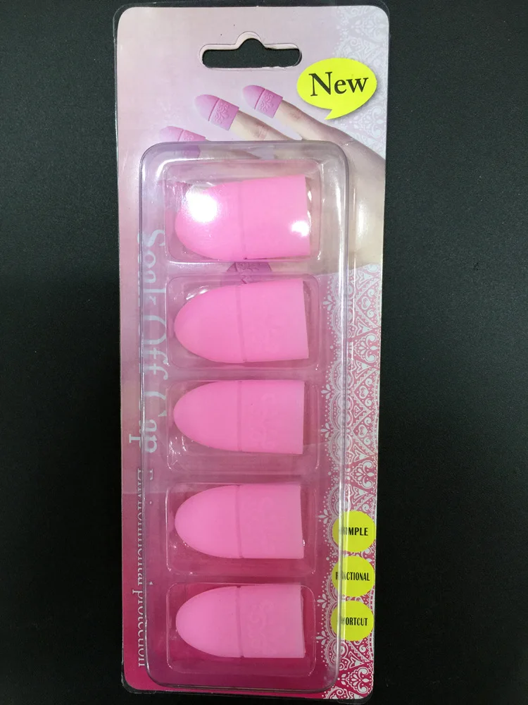 5pcs/set Wrap Soak Off Cleaner Cap Clip Silicone Nail Art Polish Remover