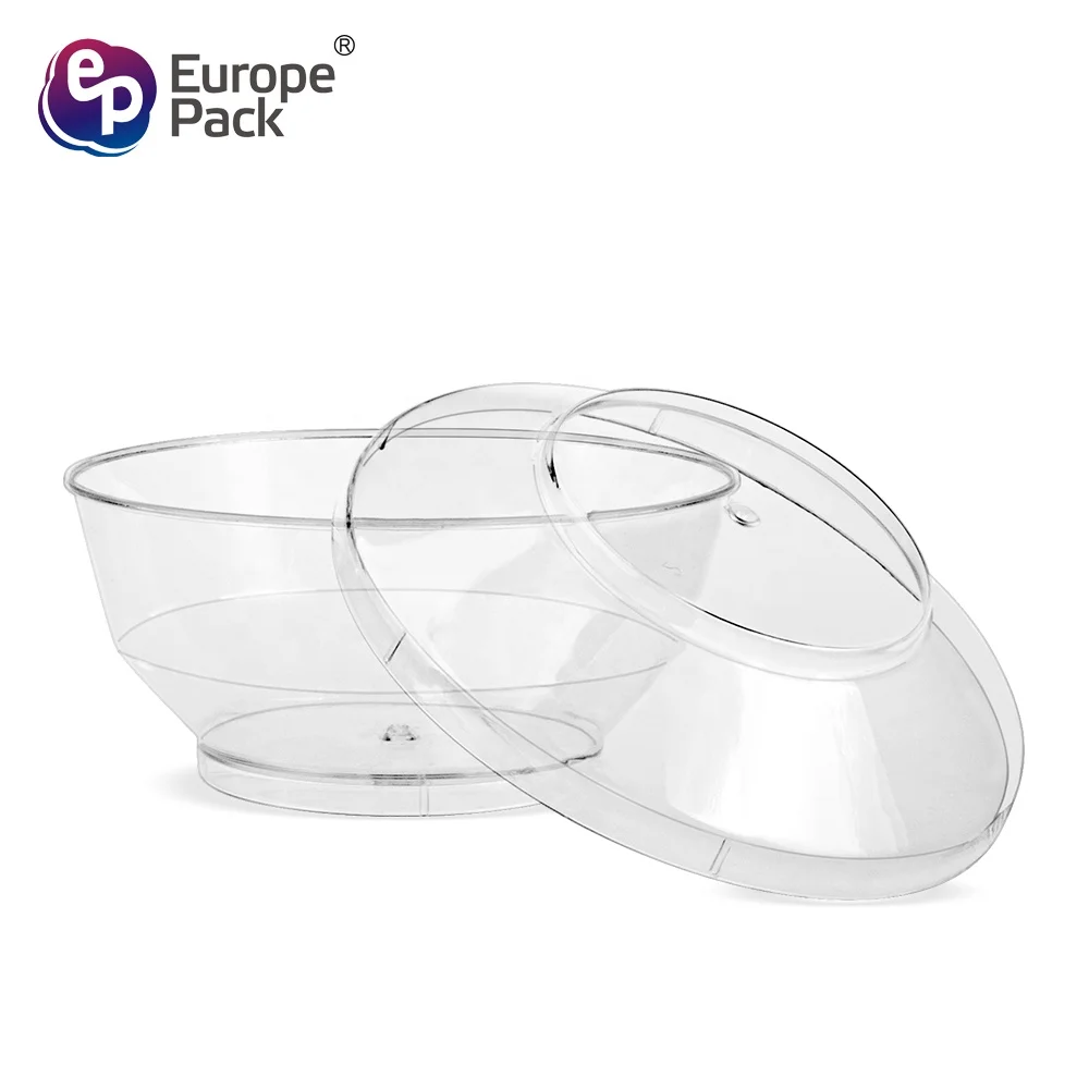 Wholesale high quality round 120ml transparent plastic bowl with lid for dessert