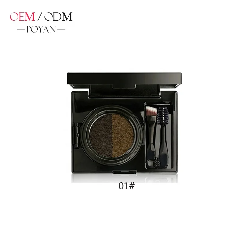 OEM makeup air cushion 2 color eyebrow with brush mirror