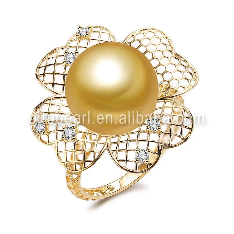 
Hollow 18K Yellow Gold Wedding Ring Mounting Design 